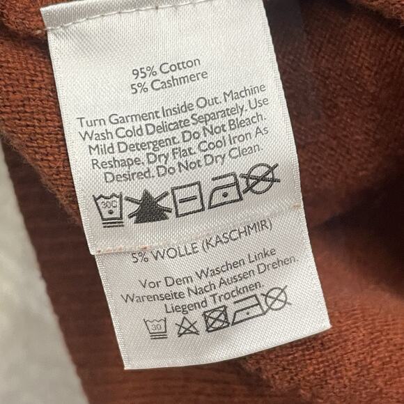 Eddie Bauer Sweater Mens Large Orange Cotton Cashmere Pullover V Neck Outdoor - Picture 6 of 10